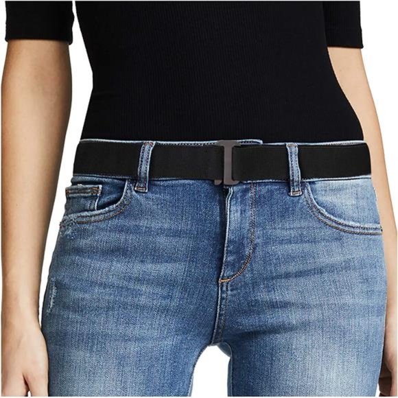 JASGOOD No Show Stretch Belt Invisible Elastic Web Strap Belt with Flat Buckle